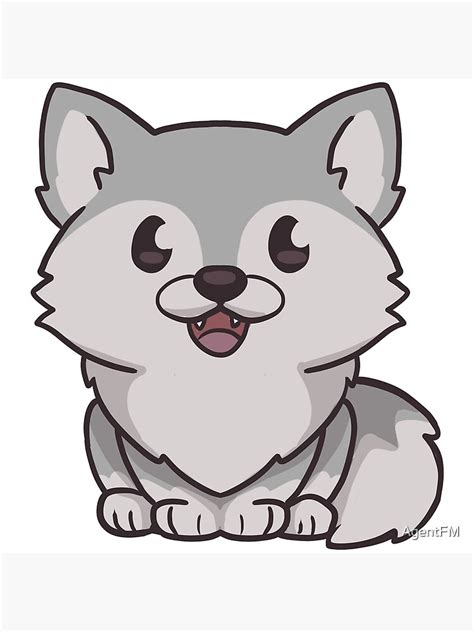 "Cute Chibi Gray Wolf" Poster for Sale by AgentFM | Redbubble