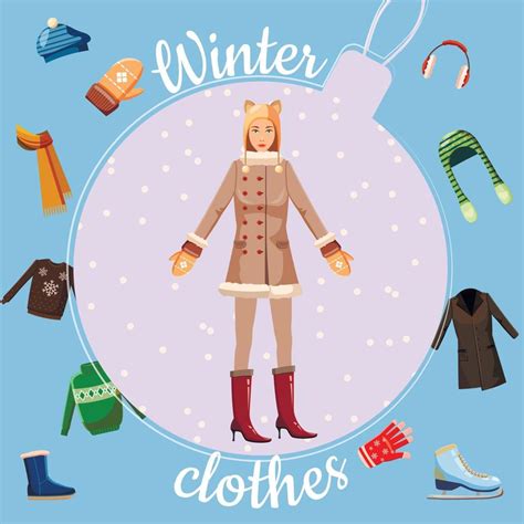 Winter clothes concept, cartoon style 5318729 Vector Art at Vecteezy