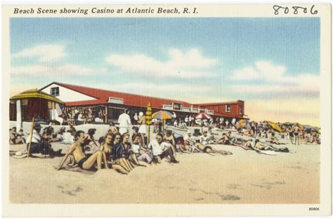 Beach scene showing casino at Atlantic Beach, R.I. - Digital Commonwealth