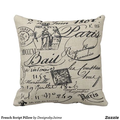 French Script Pillow Linen Pillow Cases, Decorative Pillow Cases, Throw ...