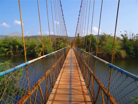 Gambar : jembatan gantung, jembatan tali, India, karnataka, cable ...