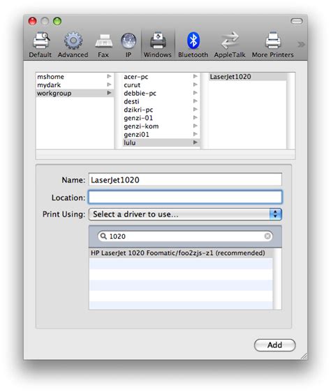 Using HP Laserjet 1020 from network printer on Mac OS | Back2arie’s Blog