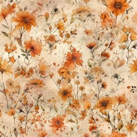 Premium AI Image | A floral pattern with orange flowers.