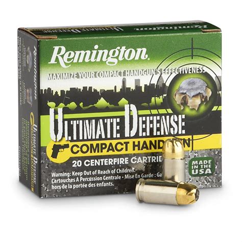 Remington Ultimate Defense, 9mm Luger, BJHP, 124 Grain, 20 Rounds ...