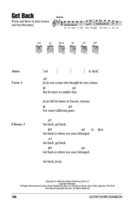 Get Back by The Beatles - Guitar Chords/Lyrics - Guitar Instructor