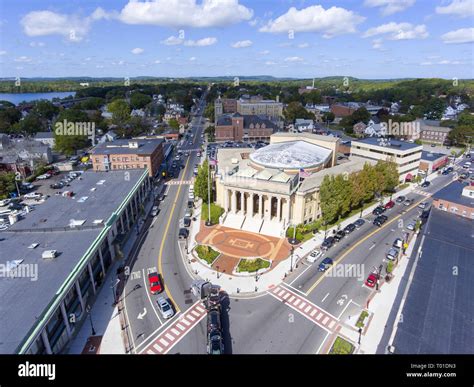 Framingham City Hall and downtown aerial view in downtown Framingham ...