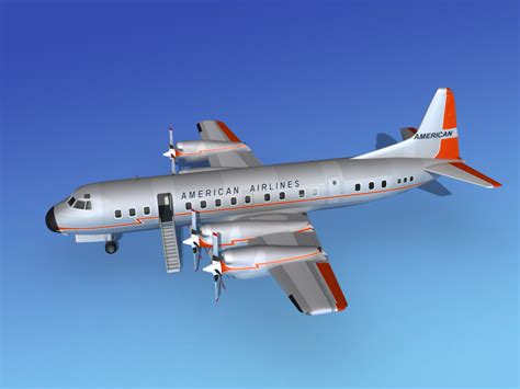 Lockheed L-188 Electra HP American Airlines 3D model rigged MAX OBJ 3DS LWO STL 3DM