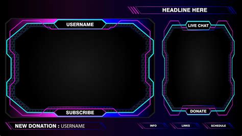 Game live stream interface overlay frames for gamer broadcast. Online ...