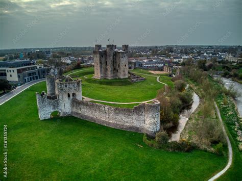 Medieval Trim Castle in County Meath, Ireland from Drone Stock Photo ...