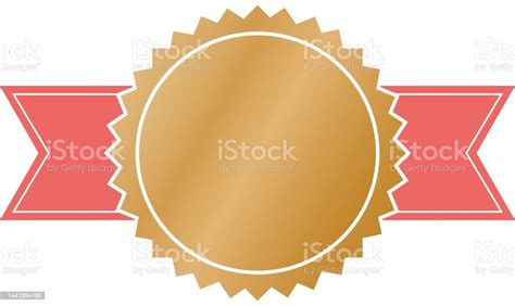 Vector Illustration Of Gold Colored Award With Red Ribbon Banner Stock ...