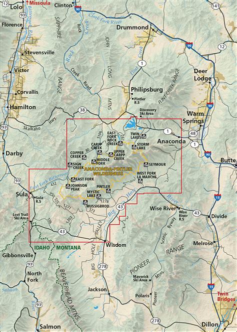 Anaconda-Pintler Wilderness Map