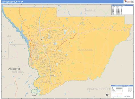 Muscogee County, Georgia Zip Code Wall Map | Maps.com