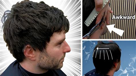 How To Scissor Cut Mens Hair | Medium Length Textured Mens Haircut | Gents Haircut with Shears ...