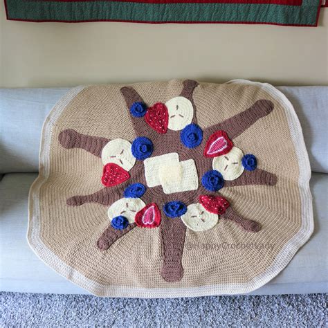 Pancake Blanket Crochet PDF Pattern With Blueberries Strawberries Bananas Maple Syrup Butter ...