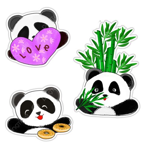 Cute Sticker Collection Of Panda, Panda, Sticker Set, Printable PNG ...