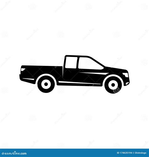 Pickup Truck Vector Illustration. Silhouette of Pickup Isolated on ...