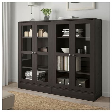 HAVSTA Storage combination w/glass doors, dark brown, 633/4x145/8x523/4" - IKEA | Glass cabinet ...