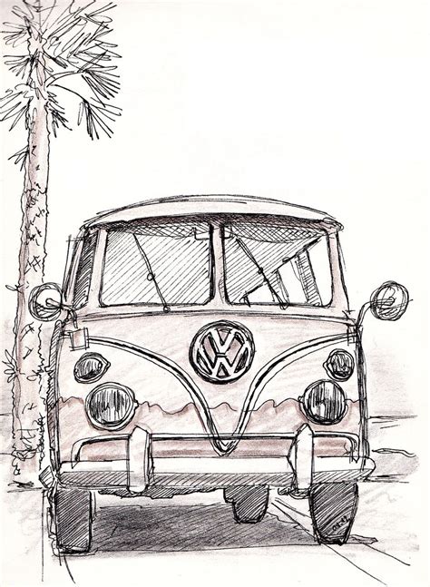 VW bus - pen sketch by Bobo1972 on DeviantArt