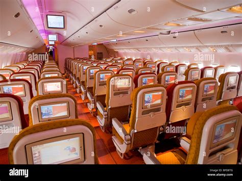 Cabin of Air India Boeing 777 showing in fight entertainment system Stock Photo - Alamy