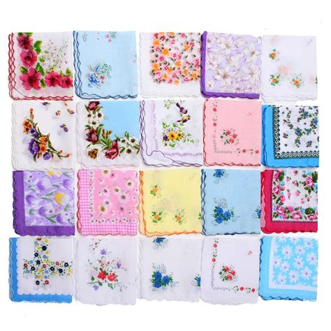 Boho Women Hankies Vintage Style Floral Handkerchiefs Small Cotton Handkerchiefs Gift for Her ...