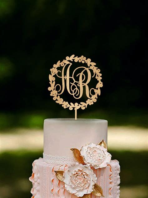 Monogram Wedding Cake Topper Initial Cake Topper Custom Wooden - Etsy