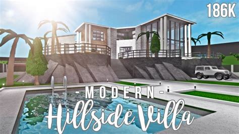 Bloxburg: Modern Hillside Villa 186K + FACE REVEAL ew | Hillside villas, Dream house exterior ...