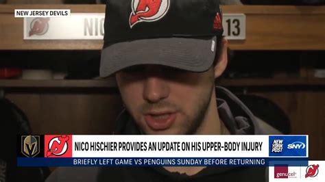 Devils' Nico Hischier shares an update on his upper-body injury