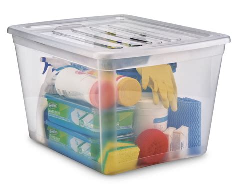 type A Transparent Storage Box with Lid and Snap-In Wheels, 80-L ...