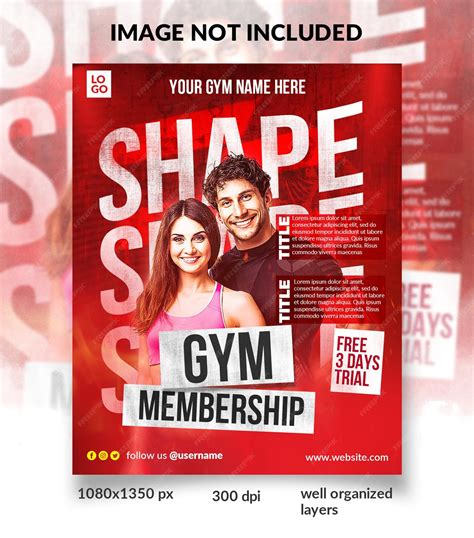 Premium PSD | Gym open membership social media flyer banner template