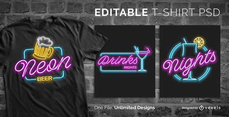 Neon effect T Shirt Designs Graphics & More Merch