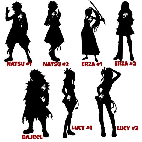 48 Designs Anime Silhouette, Cats and Guild Symbols Decals 5 to 10 in Height Varies in Width ...