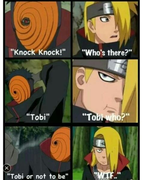 Tobi, Deidara, Akatsuki, funny, text, comic, joke; Naruto | Funny naruto memes, Naruto memes ...