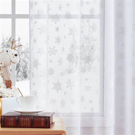Curtainking off White Sheer Curtains Snowflake Christmas Curtains for ...