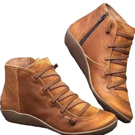 Buy Women's Arch Support Boots Women's Leather Comfortable Ankle ...