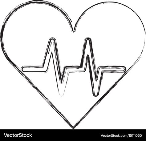 Sketch draw heart beat pulse Royalty Free Vector Image