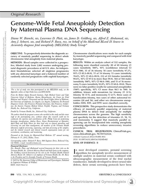 Genome Wide Fetal Aneuploidy Detection by Maternal.4 | Download Free PDF | Karyotype | Cytogenetics