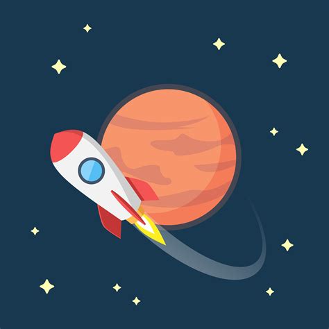 Rocket Flying in Space Around the Mars 1219853 - Download Free Vectors ...