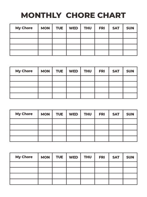 Free Monthly Chore Chart Printables - FREE PRINTABLE TEMPLATES