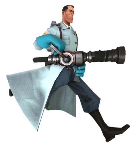 BLU Medic walking with his medigun by TransparentJiggly64 on DeviantArt