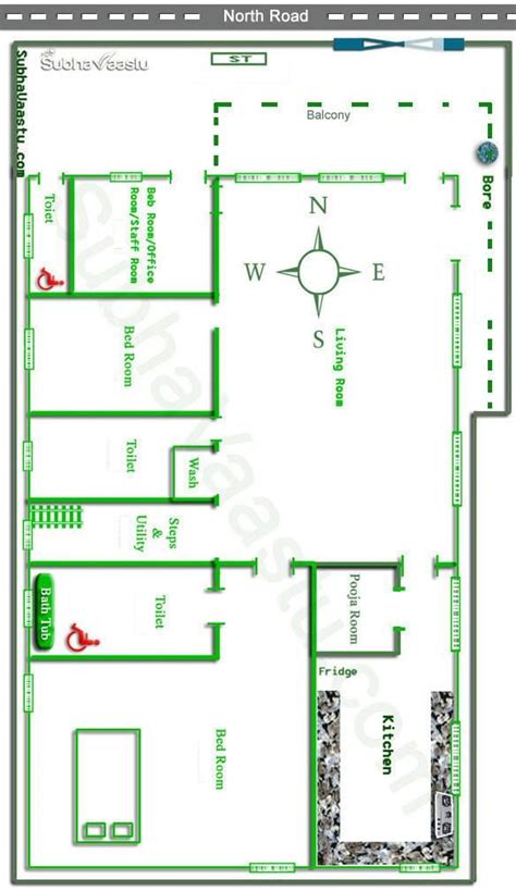 North Facing Vastu House Floor Plan | North facing house, Vastu house, West facing house