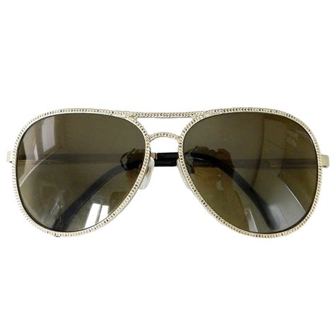 Chanel 11C Gold Aviator Sunglasses at 1stdibs