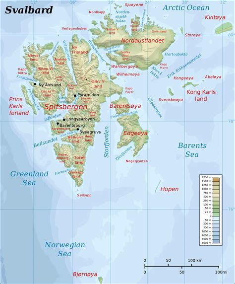 Topographic Map of Svalbard • Mapsof.net