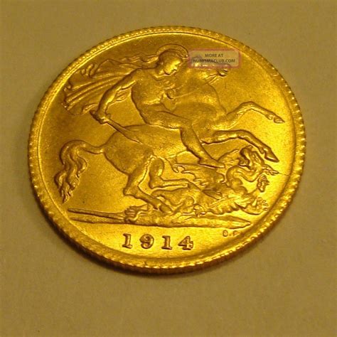 1914 Half Sovereign King George V - Dragon Coin - 22 Carat Gold - Coin