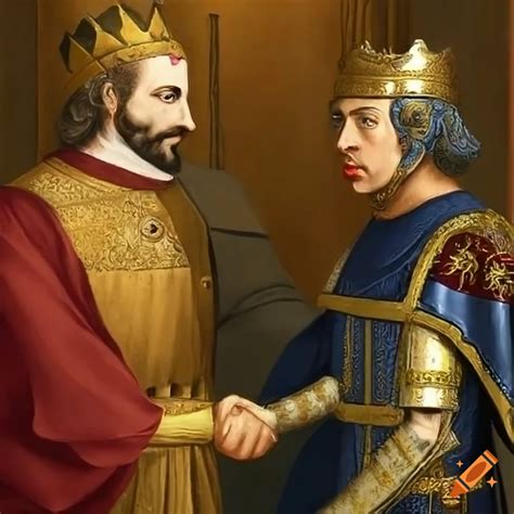 Depiction of sulayman the magnificent and richard the lionheart shaking hands