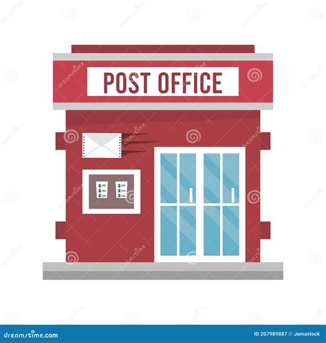 Post Office Building Facade Icon Stock Vector - Illustration of city, messenger: 207989887