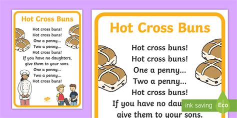 Hot Cross Buns Nursery Rhyme Poster (teacher made)