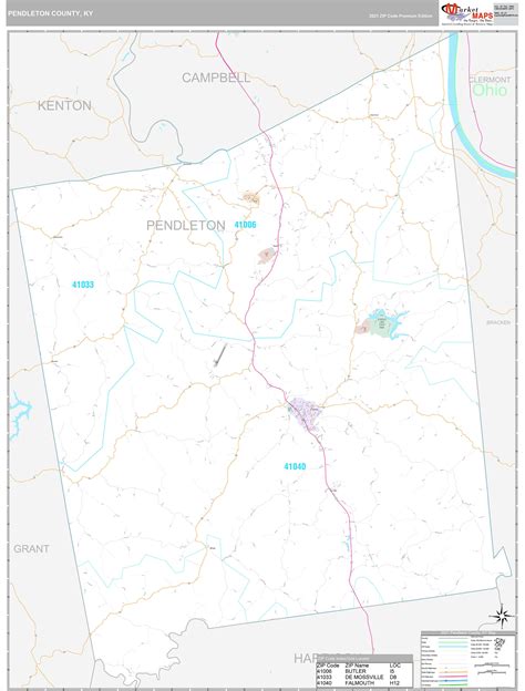 Pendleton County, KY Wall Map Premium Style by MarketMAPS - MapSales.com