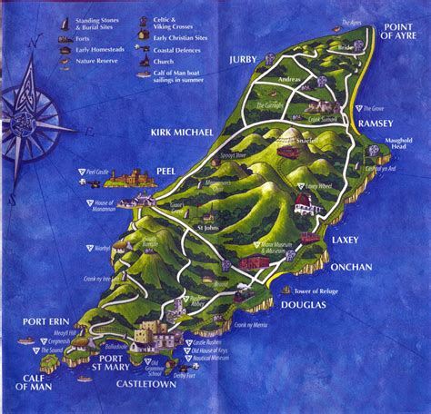 Large tourist illustrated map of Isle of Man | Isle of Man | Europe ...