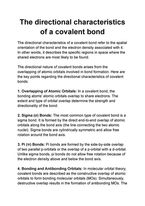 The directional characteristics of a covalent bond - Google Docs - The ...