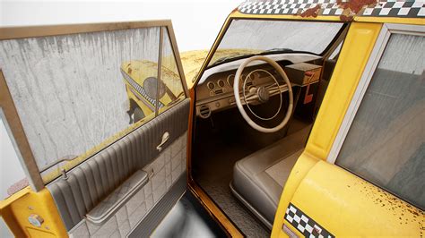 ArtStation - set of Retro taxi PBR car with interior in 9 color ...